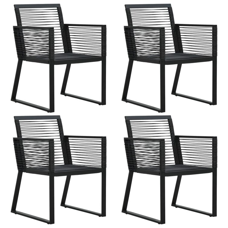 Ivy Bronx Garden Chair Black PVC Rattan Outdoor Patio Seating